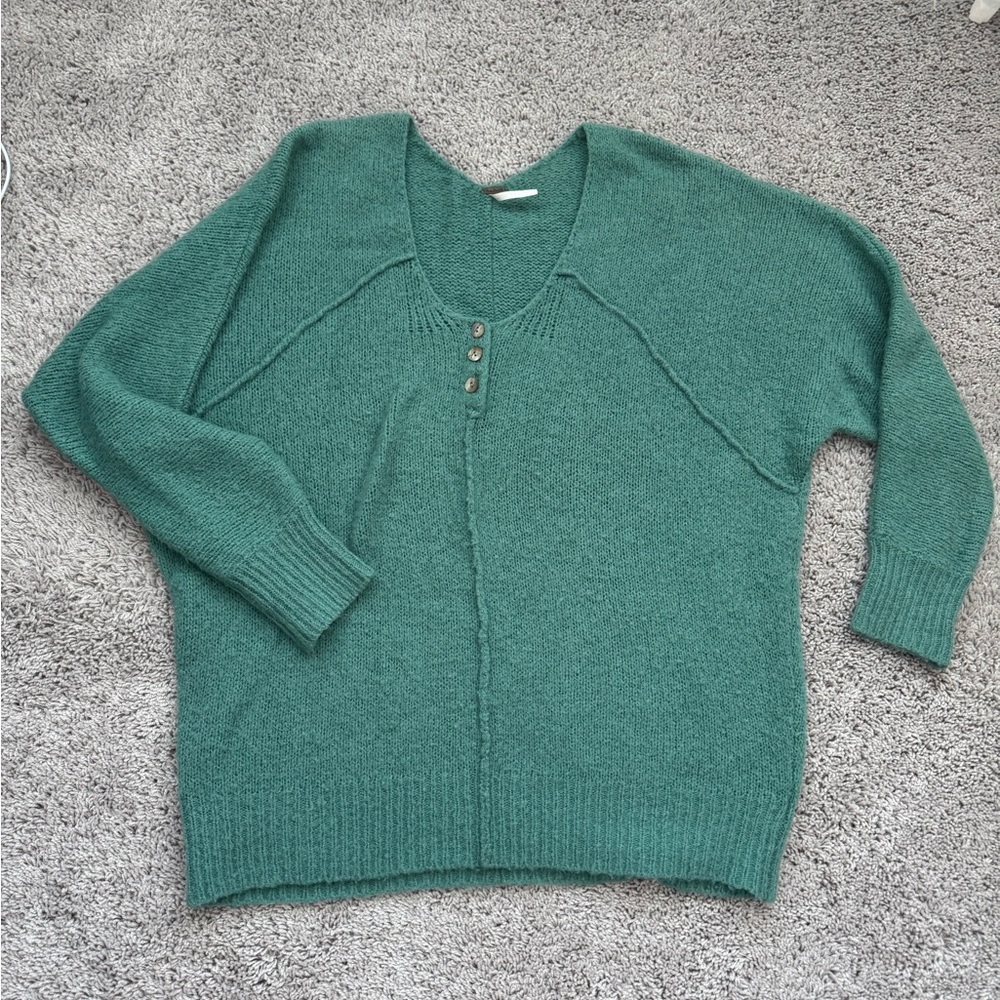 Free People Brookside Tunic Sweater in Blue/Teal Size Large